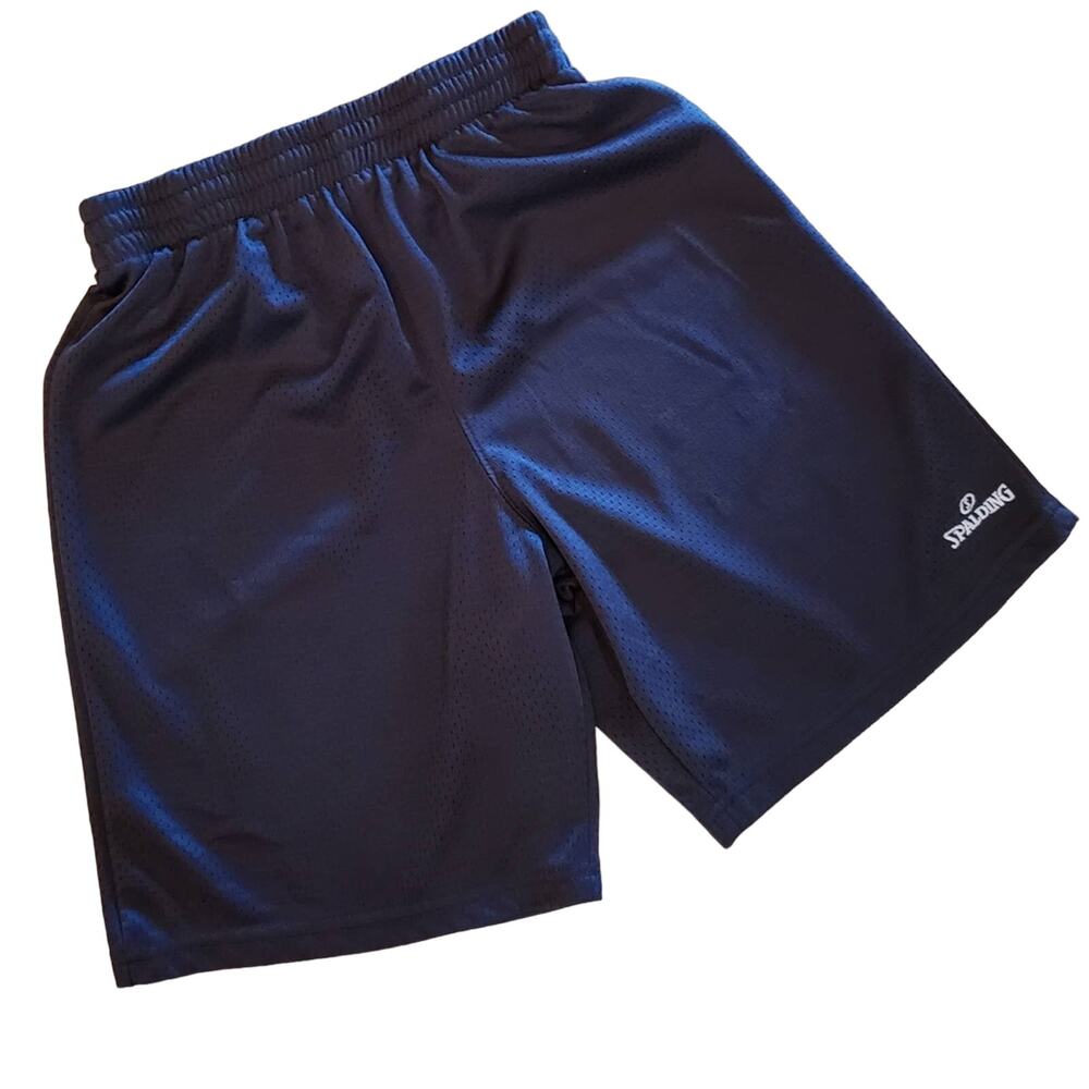 Spalding Shorts Youth M 10/12 Unisex Athletic Black Gray Drawstring Basketball